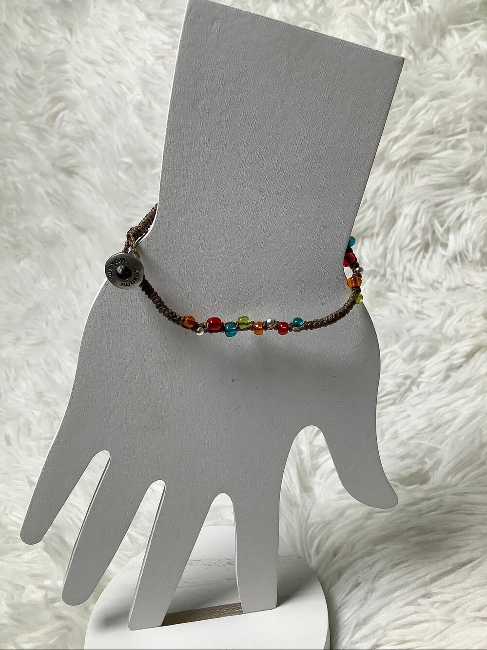Wakami Rainbow Beaded Braided Cord Bracelet Handmade Boho Chic Artisan A1-37